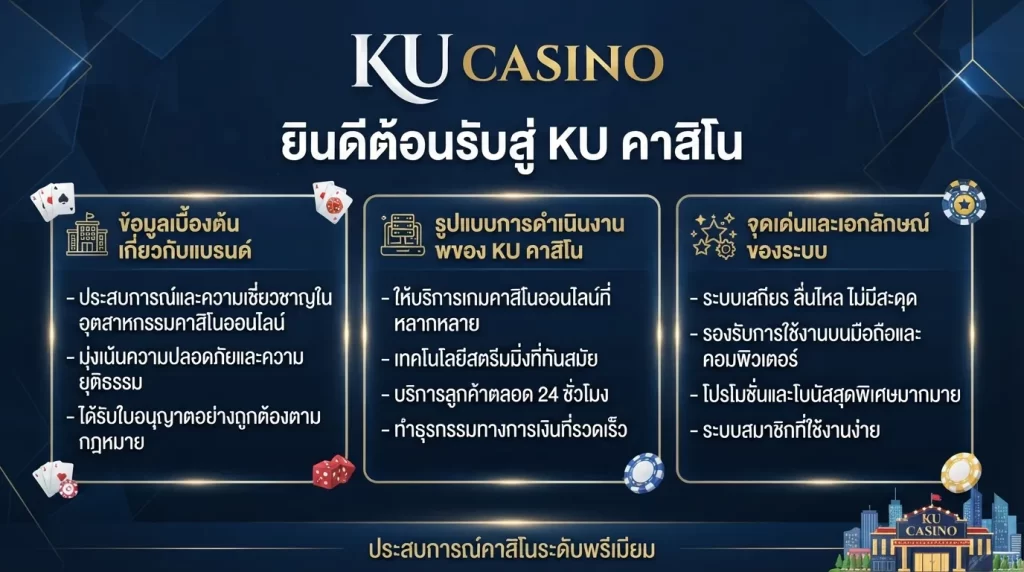 จุดเด่นและเอกลักษณ์ของระบบ ยินดีต้อนรับสู่ KU คาสิโน